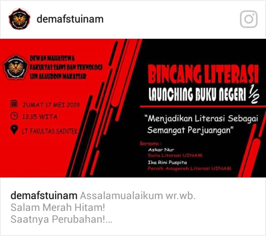 Gambar Dema FST Peringati Hari Buku Nasional Melalui Dialog dan Launching Buku